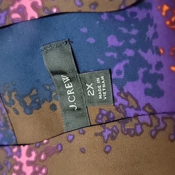 J Crew | Purple Multicolored Plaid Print Sleeveless Top W/ Self Tie Neck - Picture 4 of 7